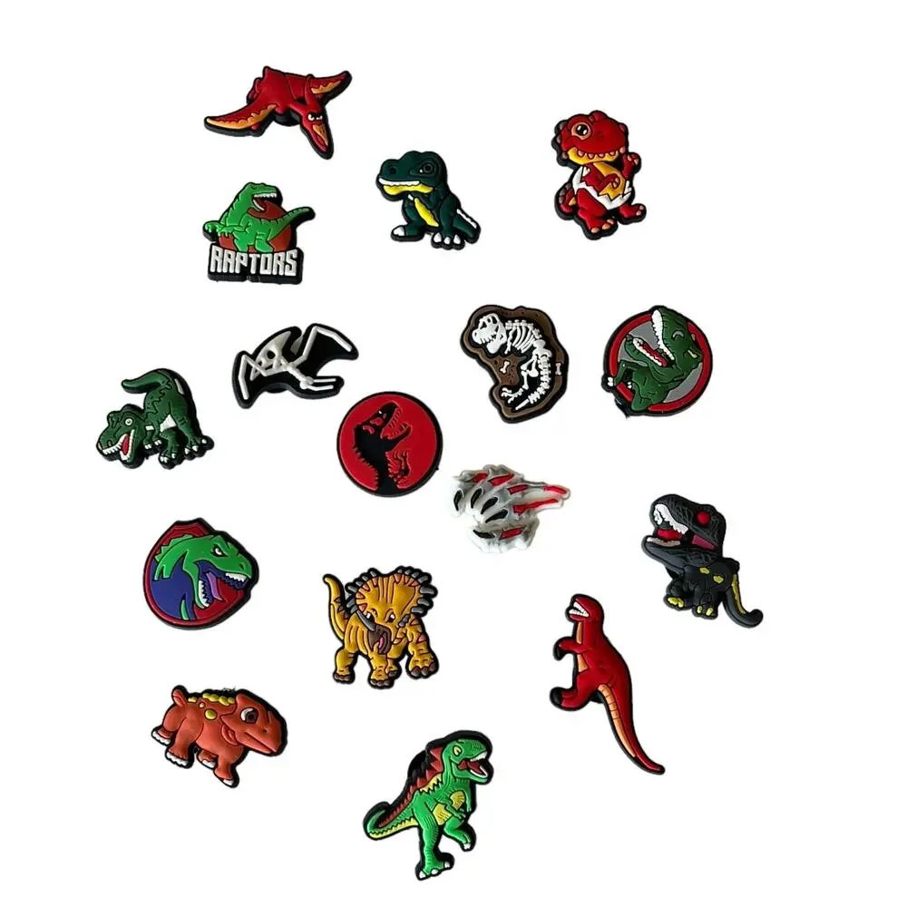 NEW Dinosaur SHOE CHARMS 14pc for Croc Clogs Zip Bags T-Rex Raptors Skeleton +